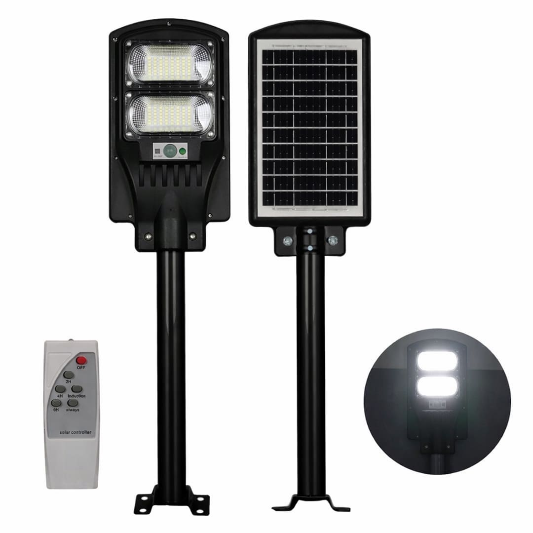POWERMASTER PM-23011 SOLAR LEDLİ KUMANDALI 100 WATT SOKAK LAMBASI (2 PARÇA HALİNDE AYAK+ÜRÜN)