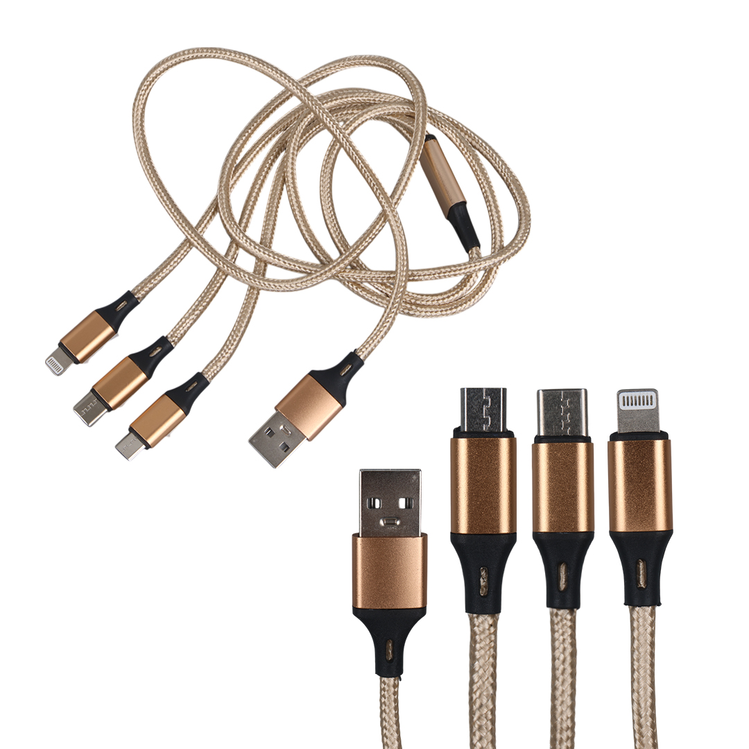 POWERMASTER PM-2368 MICRO USB - TYPE-C - LİGHTNİNG ŞARJ VE DATA KABLOSU 2.1 AMPER 110CM