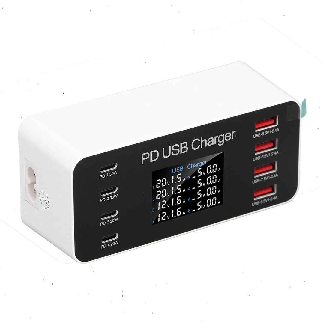 POWERMASTER PM-26056 8 PORT USB+PD ŞARJ İSTASYONU (4 USB+4PD)