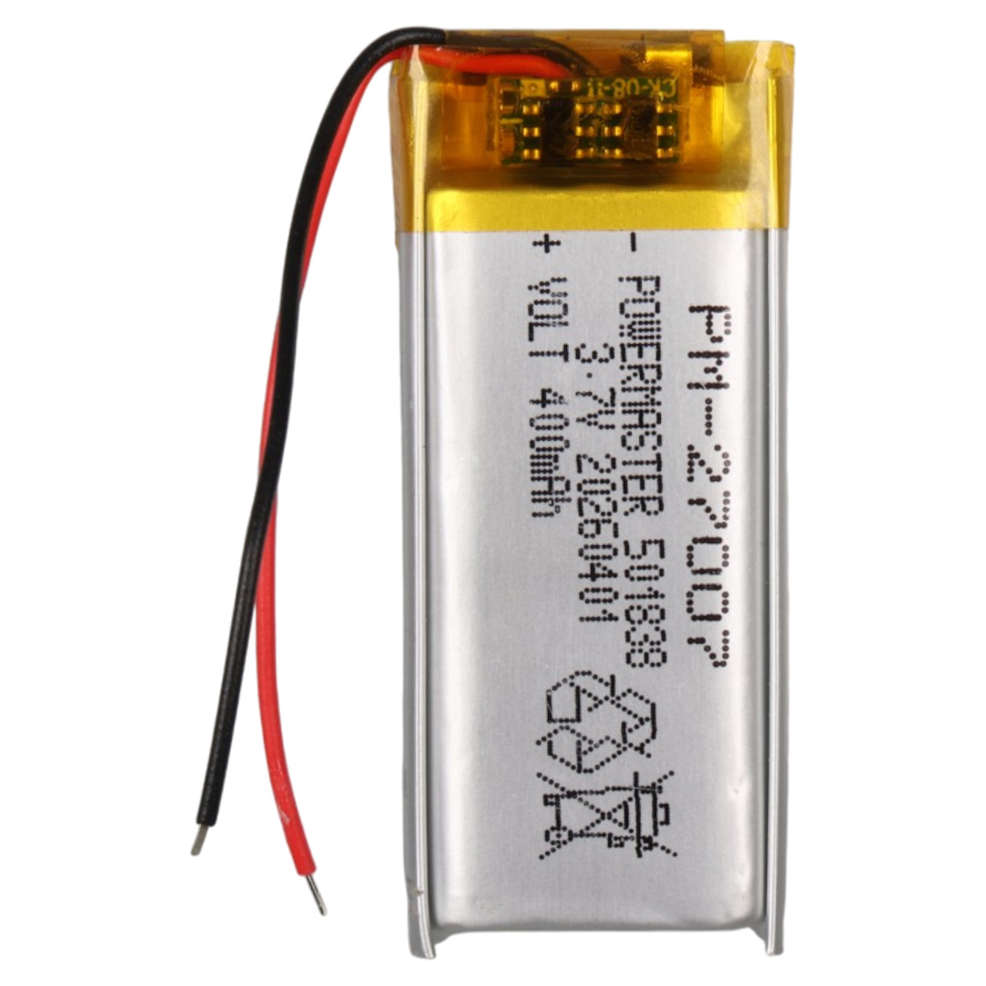 POWERMASTER PM-27007 3.7V 400MAH 501838 SOKETSİZ LİTYUM POLİMER (Lİ-PO) BATARYA ŞARJ EDİLEBİLİR CİKLET PİL