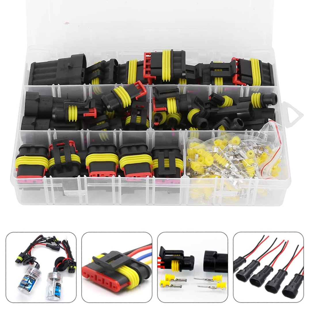 POWERMASTER PM-28532 HID JST KONNEKTÖR SETİ OTO ELEKTRİK KABLO SOKETLERİ SU GEÇİRMEZ 352 PARÇA