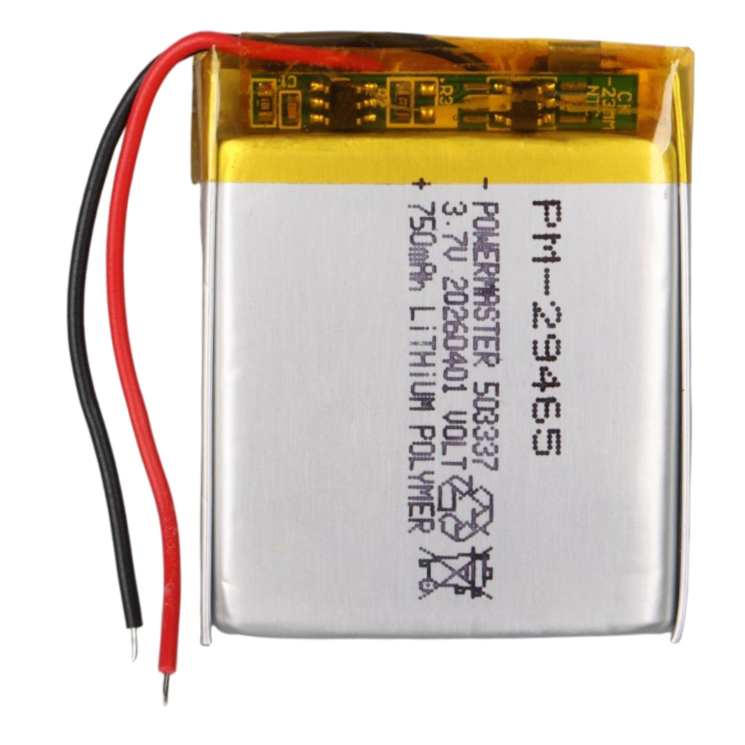 POWERMASTER PM-29465 3.7V 750MAH 503337 SOKETSİZ LİTYUM POLİMER (Lİ-PO) BATARYA ŞARJ EDİLEBİLİR CİKLET PİL