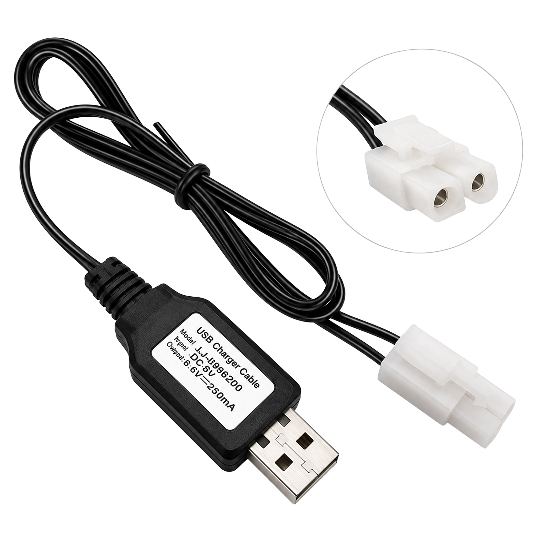 POWERMASTER PM-33598 9.6V Nİ-CD 250MA USB ŞARJ KABLOSU KET-2P TAMİYA SOKETLİ 30CM