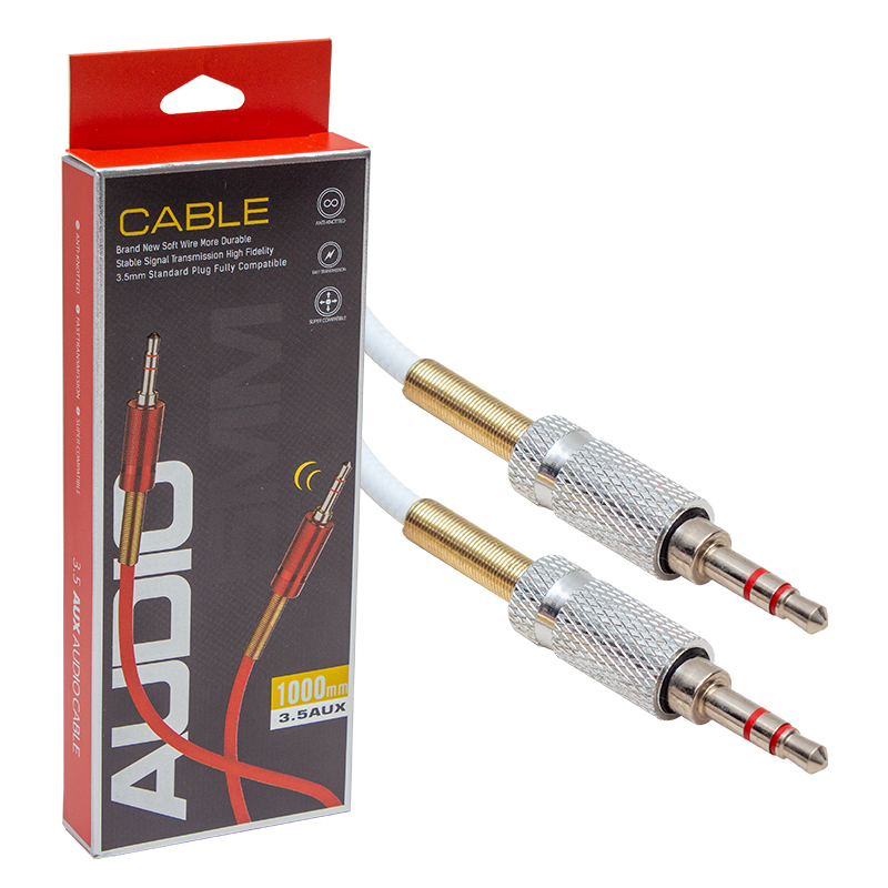 POWERMASTER PM-3834 3.5 MM ERKEK/ERKEK METAL BAŞLIKLI STEREO AUX KABLO 1 METRE