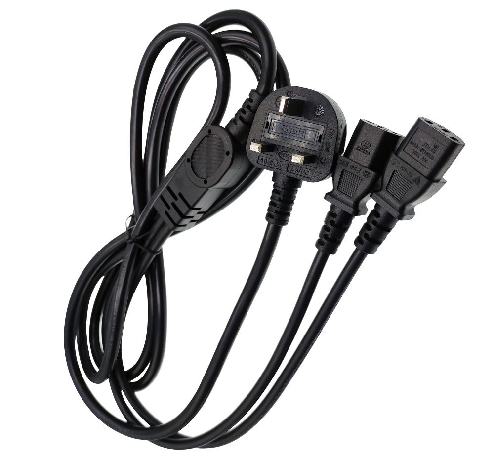 POWERMASTER PM 38801 UK FİŞLİ ÇİFT IEC C13 ÇIKIŞLI 1,8 METRE PC GÜÇ KABLOSU