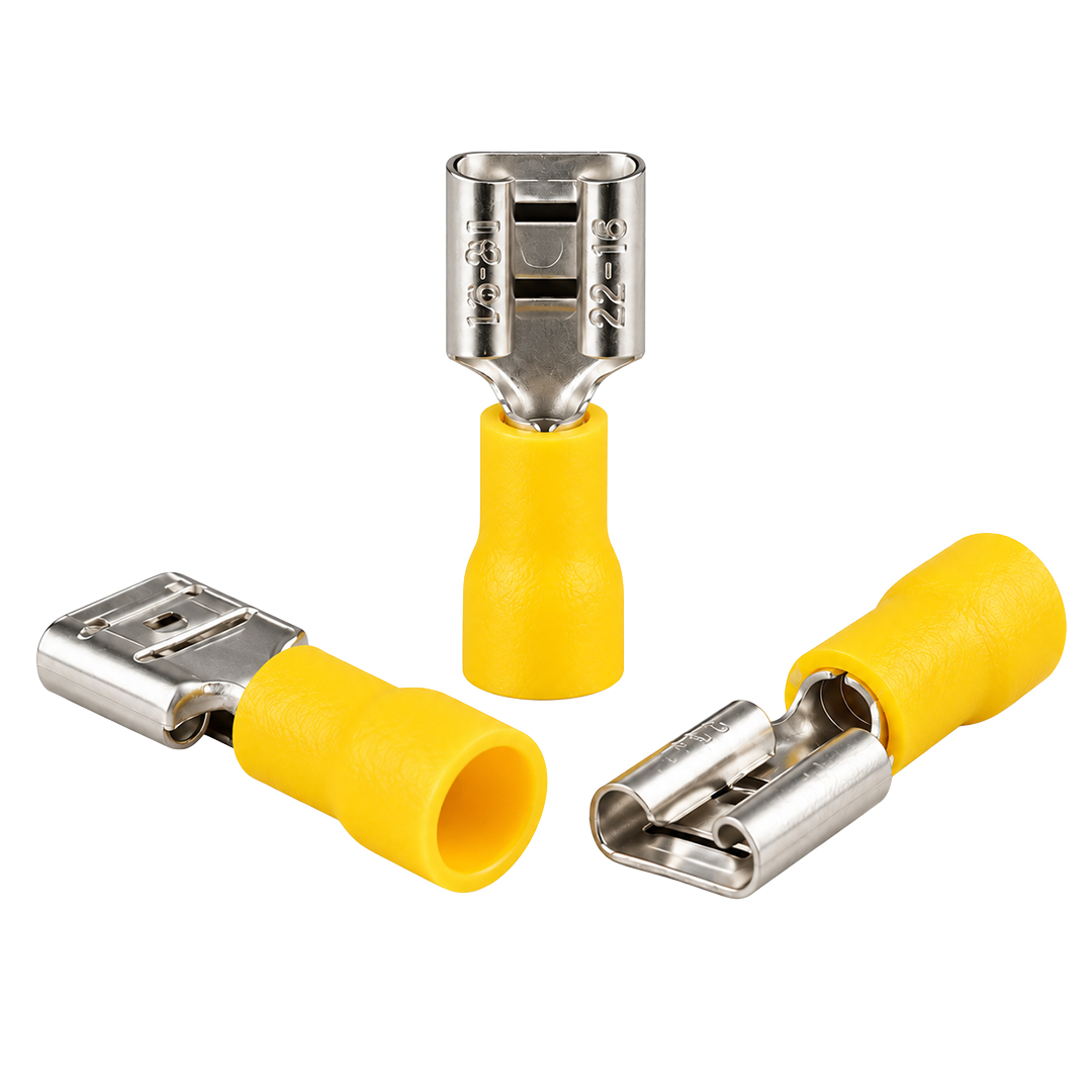 POWERMASTER PM-39077 4 - 6 MM2 KESİT 23X7X6MM SOKET SARI İZOLELİ KABLO PABUCU (100'LÜ PAKET)