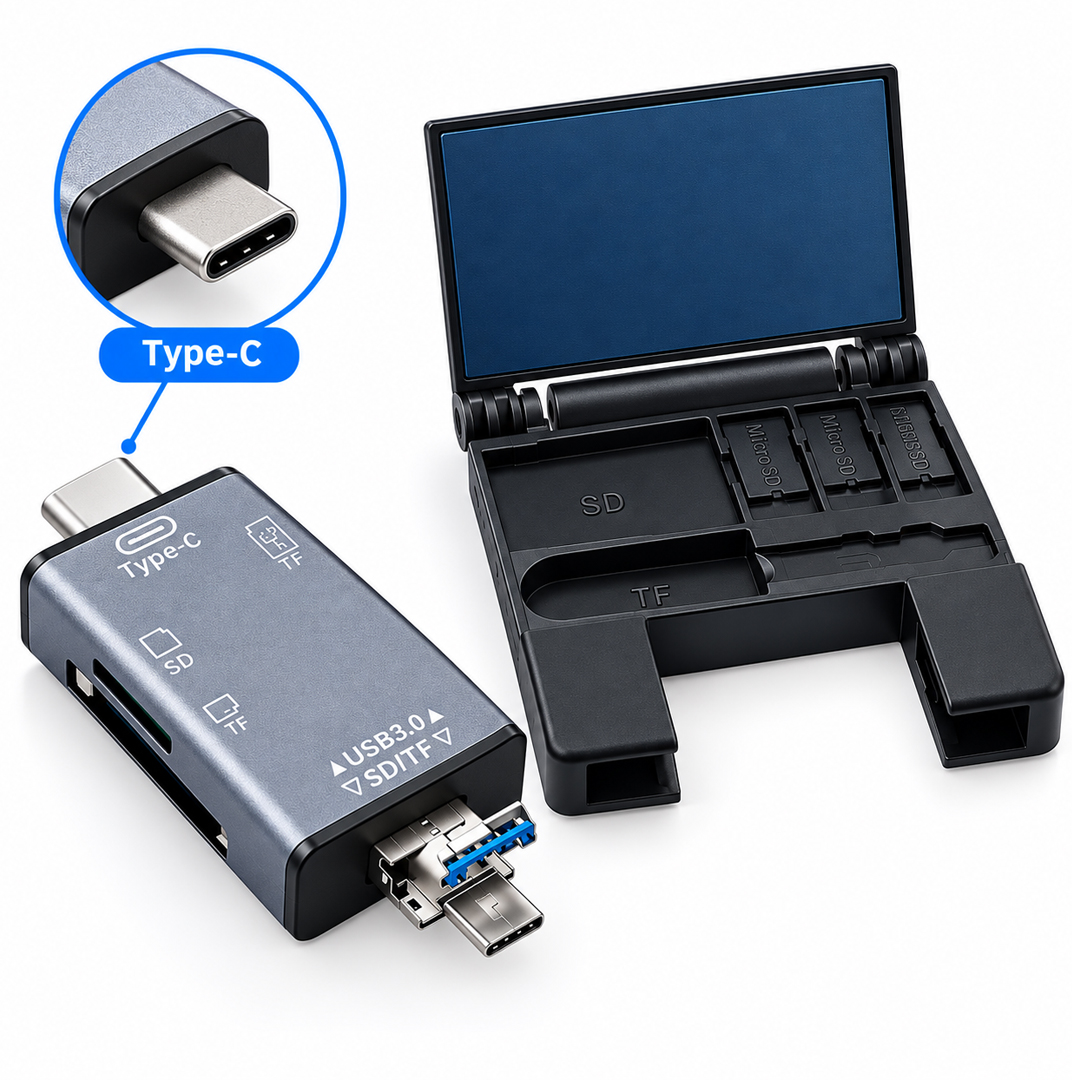 POWERMASTER PM-39094 ÇOK FONKSİYONLU 7IN1 USB 3.0 TYPE-C LIGHTNING SD/TF KART OKUYUCU