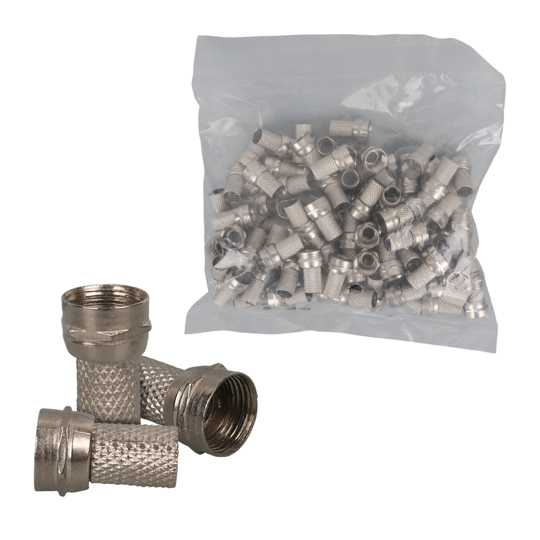 POWERMASTER PM-683 F KONNEKTÖR RG6/U4 UYDU ANTEN KABLO UYUMLU ÇEVİRMELİ VİDALI TİP (100'LÜ PAKET)