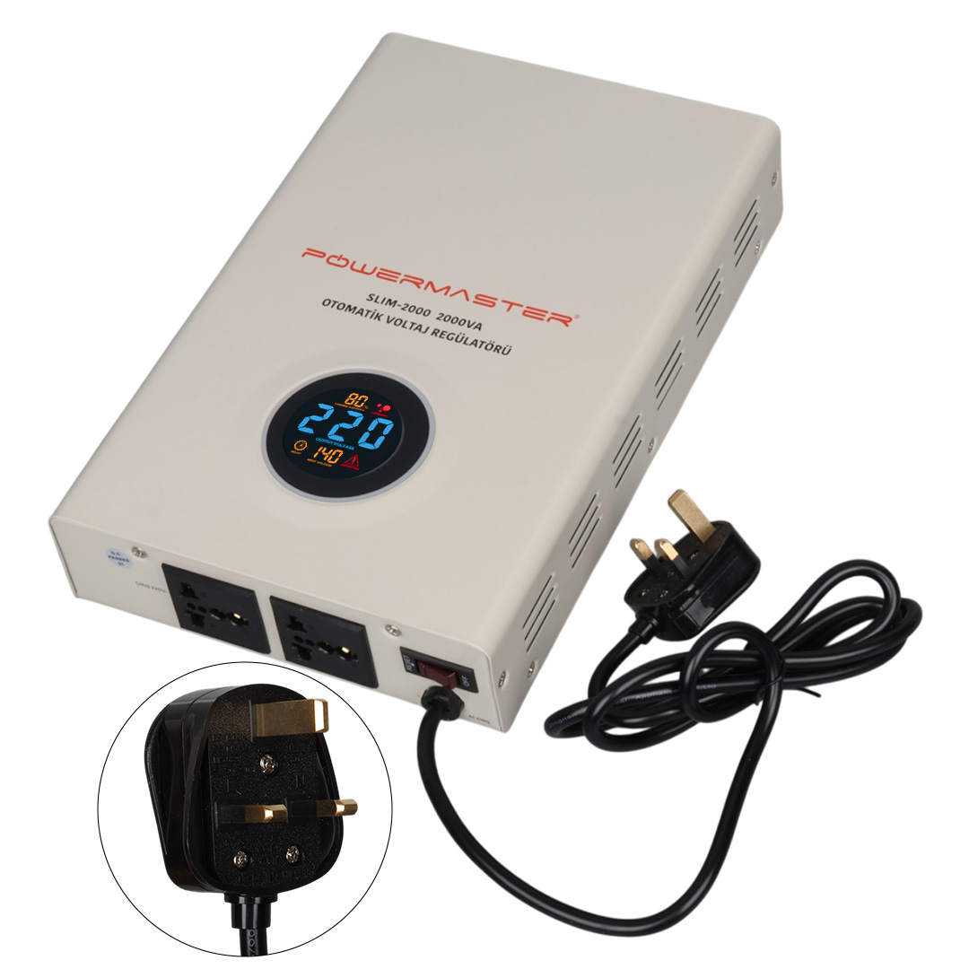 POWERMASTER SLIM-2000 OTOMATİK 2000 WATT KOMBİ VOLTAJ REGÜLATÖRÜ (İNGİLİZ SOKET)