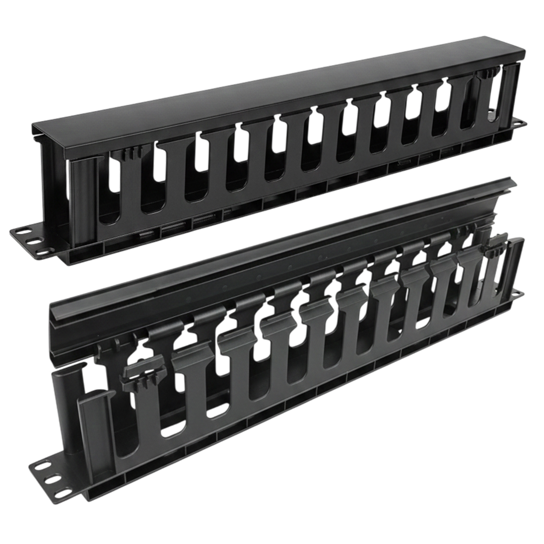 POWERMASTER TD-L801-12 19" 1U RACK KABİN YATAY KABLO DÜZENLEYİCİ KAPAKLI KANAL YANDAN GEÇİŞLİ