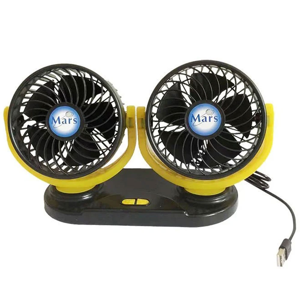 POWERMASTER X916 12 VOLT DC USB GİRİŞLİ MASAÜSTÜ 2’Lİ PLASTİK EV-OFİS-ARAÇ FANI