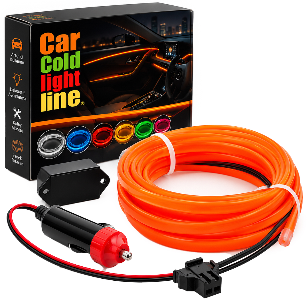POWERMASTER PM-6084 5 METRE 12 VOLT ÇAKMAK FİŞLİ ADAPTÖRLÜ NEON ORANJ ŞERİT AYDINLATMA