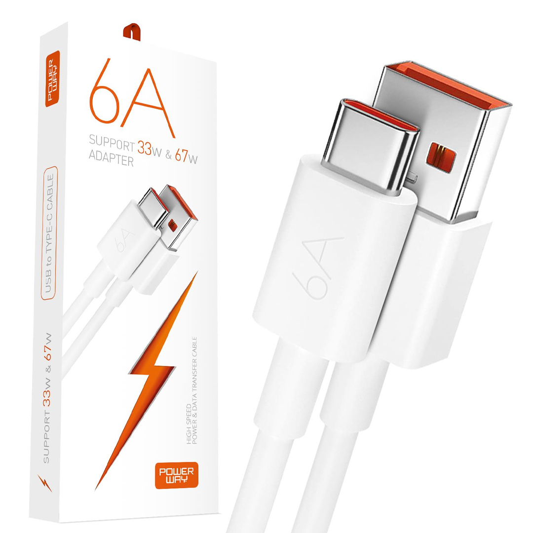 POWERWAY M6 TYPE-C TO USB-A PD 67W&120W 6A 1 METRE ŞARJ DATA KABLOSU