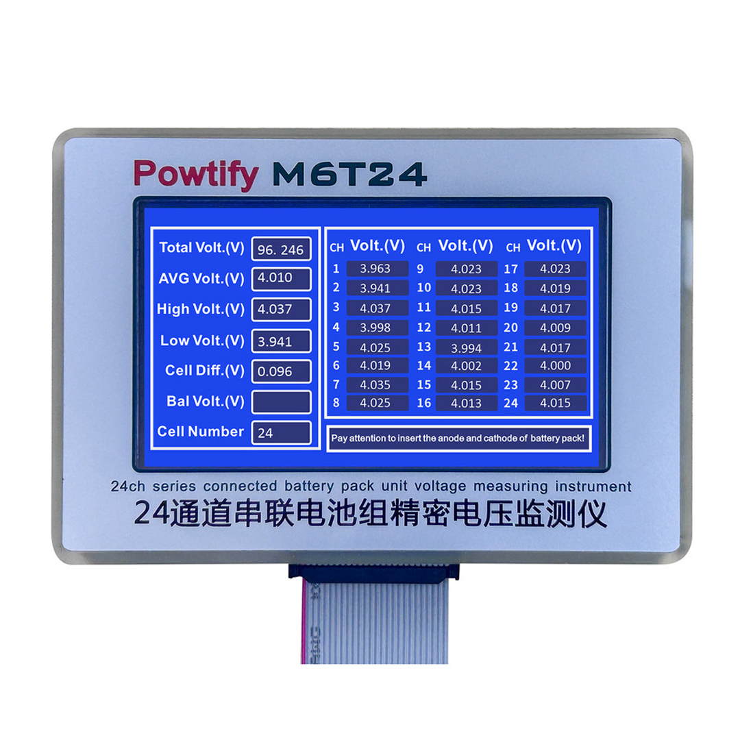 POWTİFY M6T24 24S KANALLI YÜKSEK HASSASİYETLİ LİTYUM BATARYA GERÇEK ZAMANLI VOLTAJ ANALİZÖRÜ