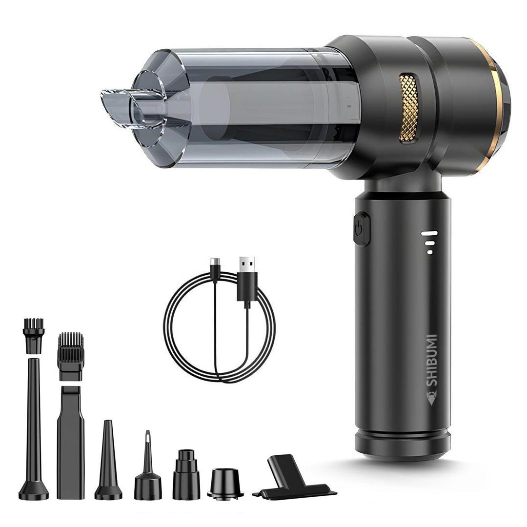 SHIBUMI TORNADA 100 WATT 6000MAH 16000PA ÇEKİŞ GÜCÜ 8 ADET BAŞLIKLI TYPE-C ŞARJLI GÜÇLÜ ÜFLEME ARAÇ İÇİ SÜPÜRGE