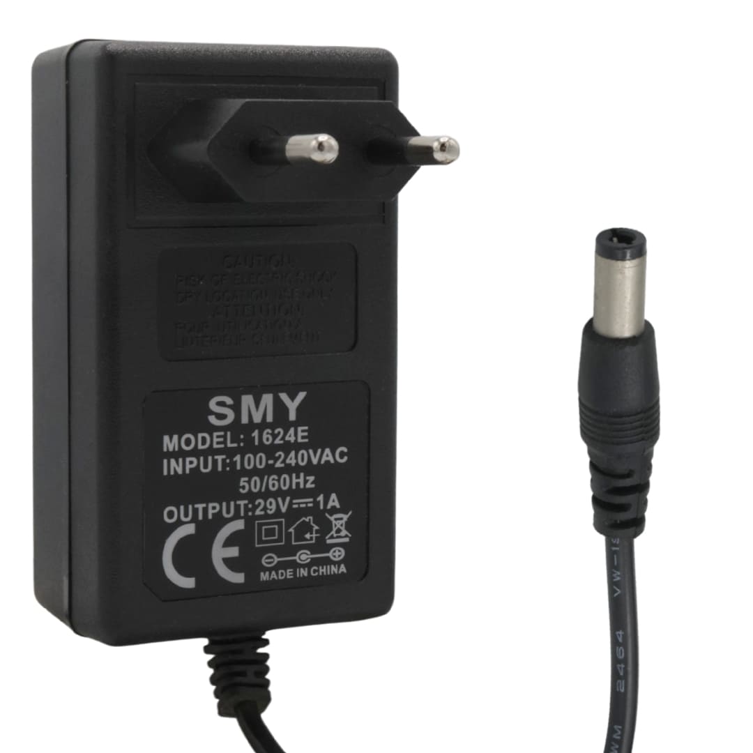SMY 1624E 29 VOLT 1 AMPER 5.5*2.5MM + 5.5X2.1MM UÇLU UYUMLU PRİZ TİPİ ADAPTÖR