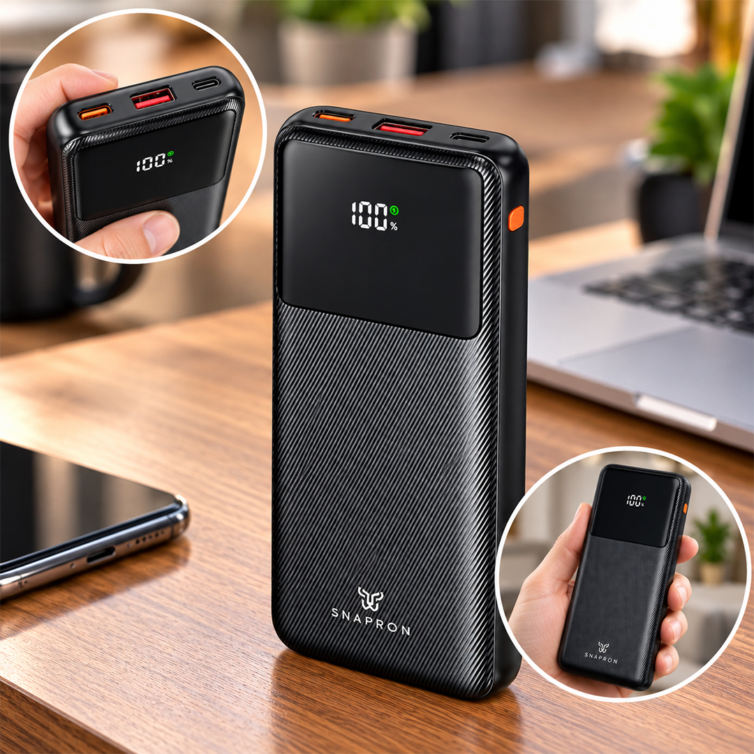 SNAPRON SNP 3015 22.5W PD 10000 MAH LCD EKRANLI SİYAH HIZLI ŞARJLI POWERBANK