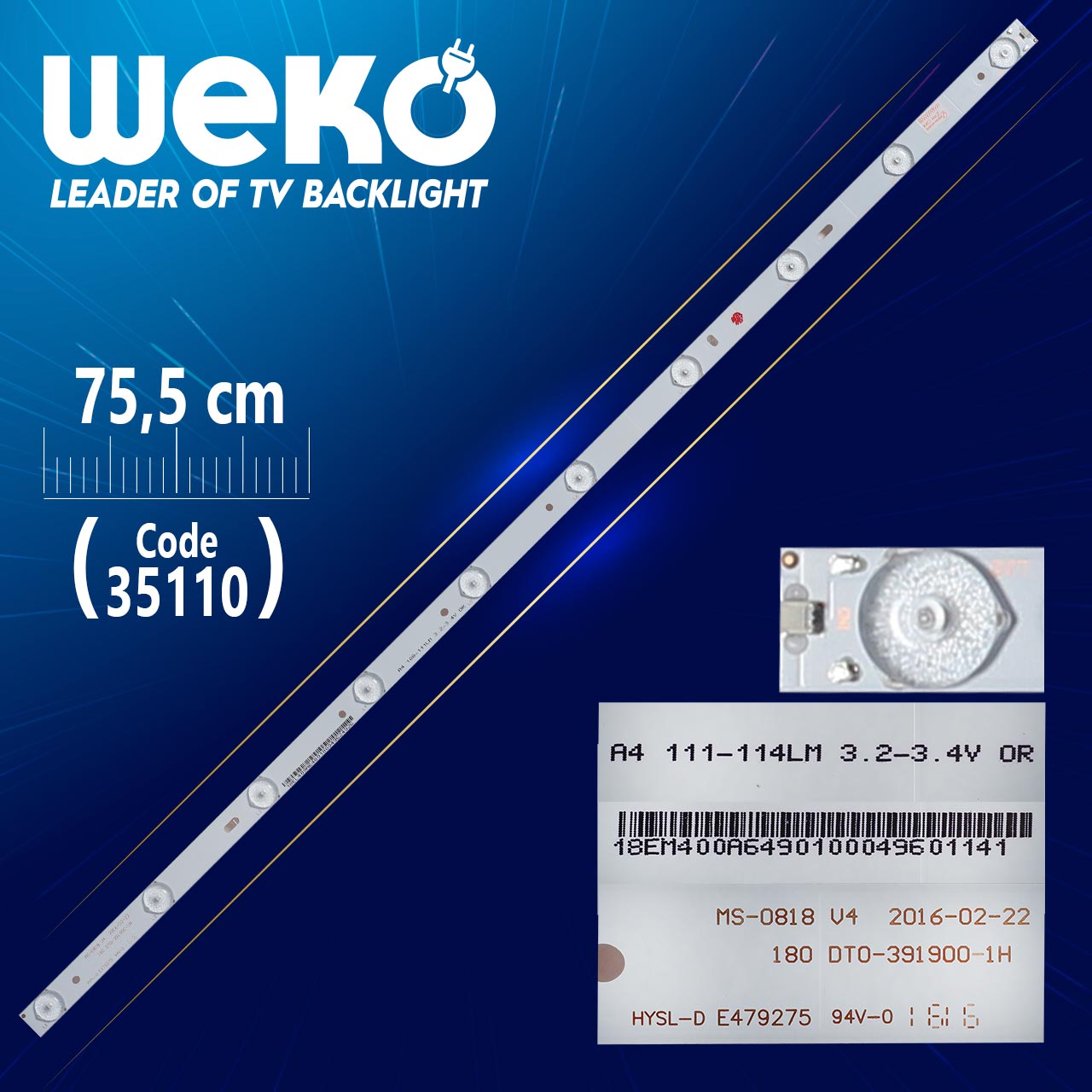 SUNNY 180 DT0-391900-1H - MS-0818 V4 - 75.5 CM 10 LEDLİ TV LED BAR (WK-471)