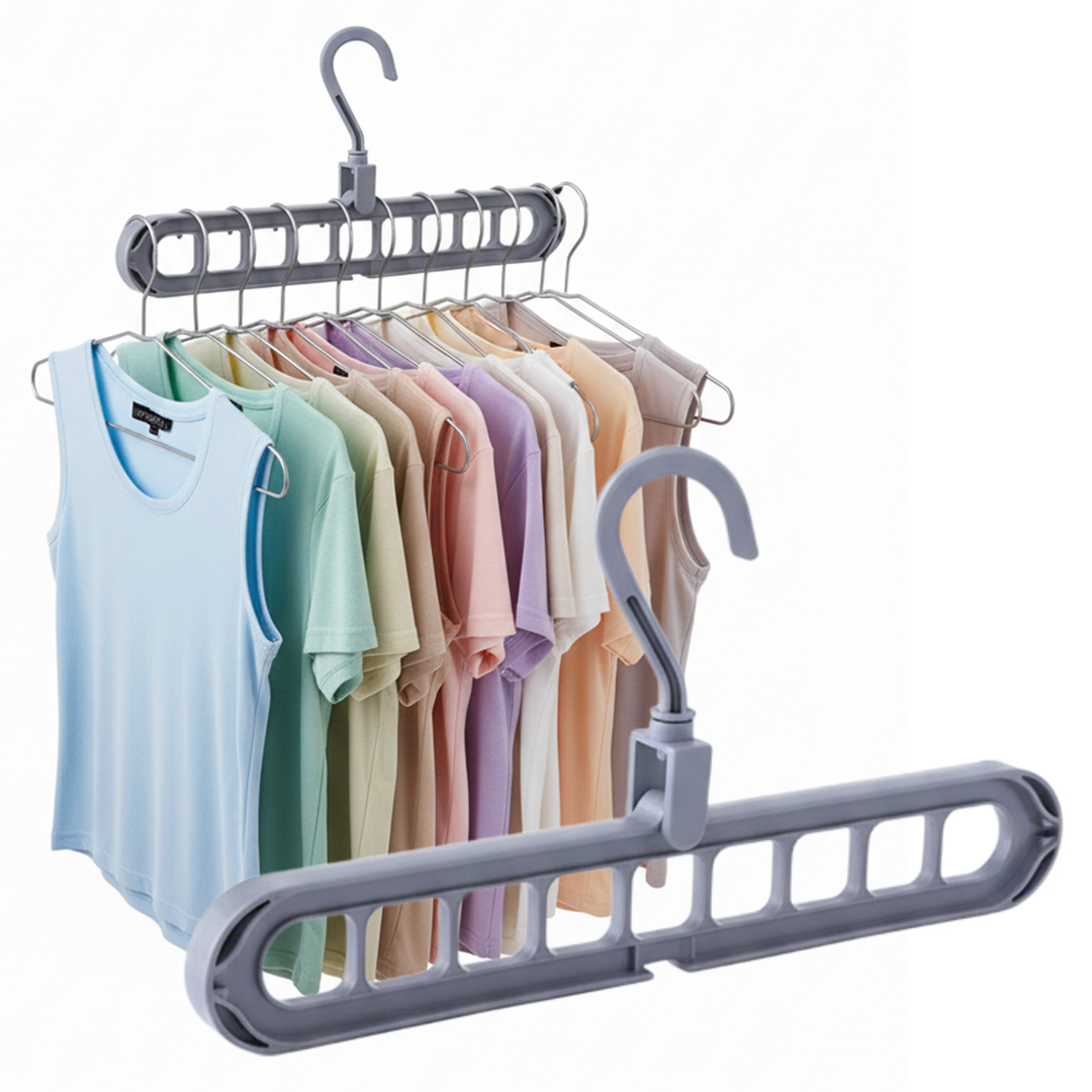 SUNUP SN-14664 AKILLI ELBİSE ASKISI DÜZENLEYİCİ 9 GÖZLÜ KATLANABİLİR GARDIROP ORGANİZER