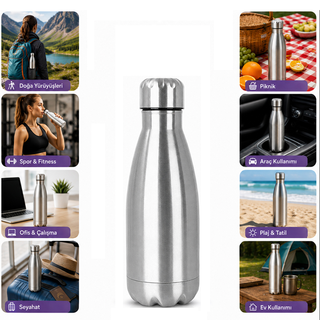 SUNUP SN-25711 ŞİŞE TİPİ 350 ML PASLANMAZ ÇELİK TERMOS