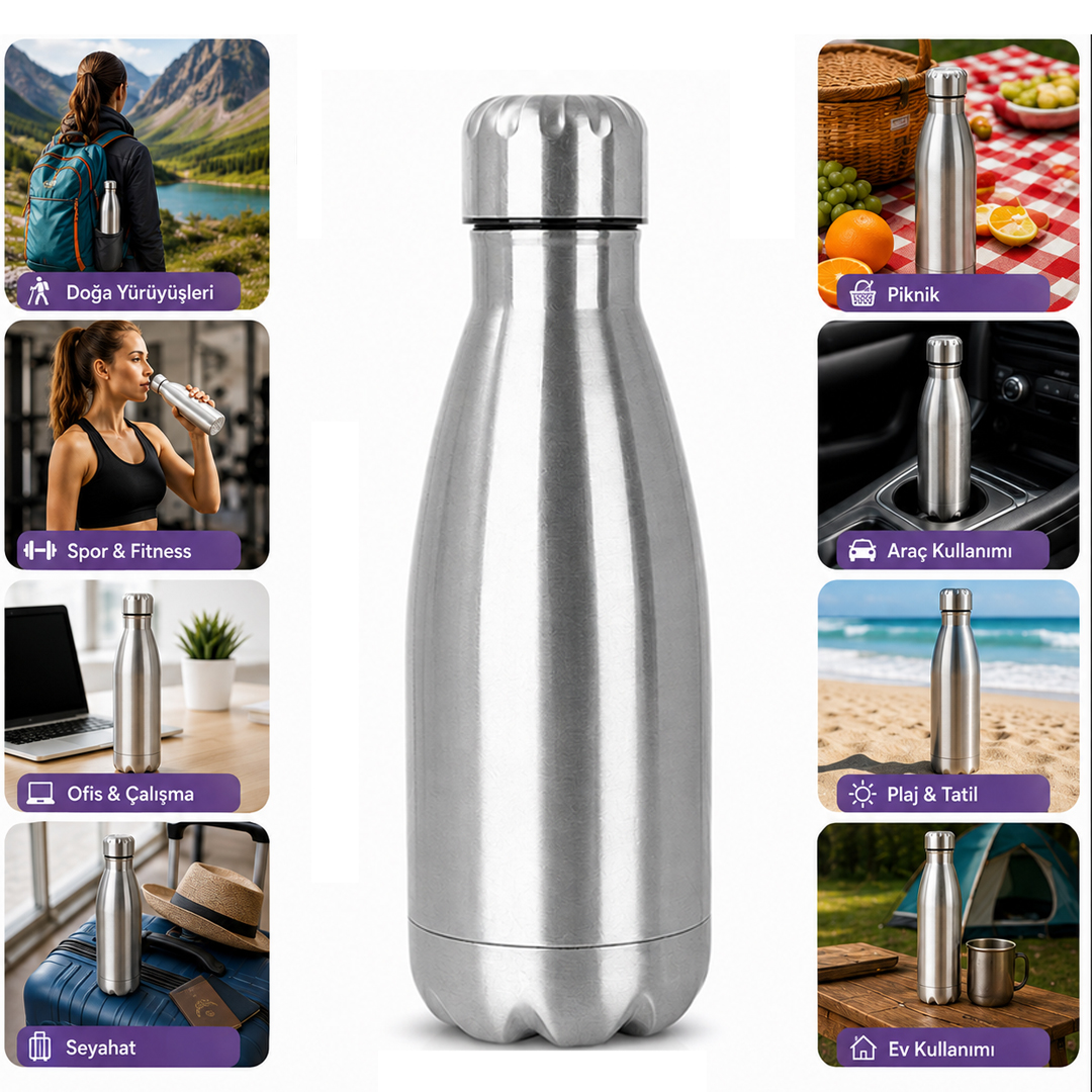 SUNUP SN-25712 ŞİŞE TİPİ 750 ML PASLANMAZ ÇELİK TERMOS