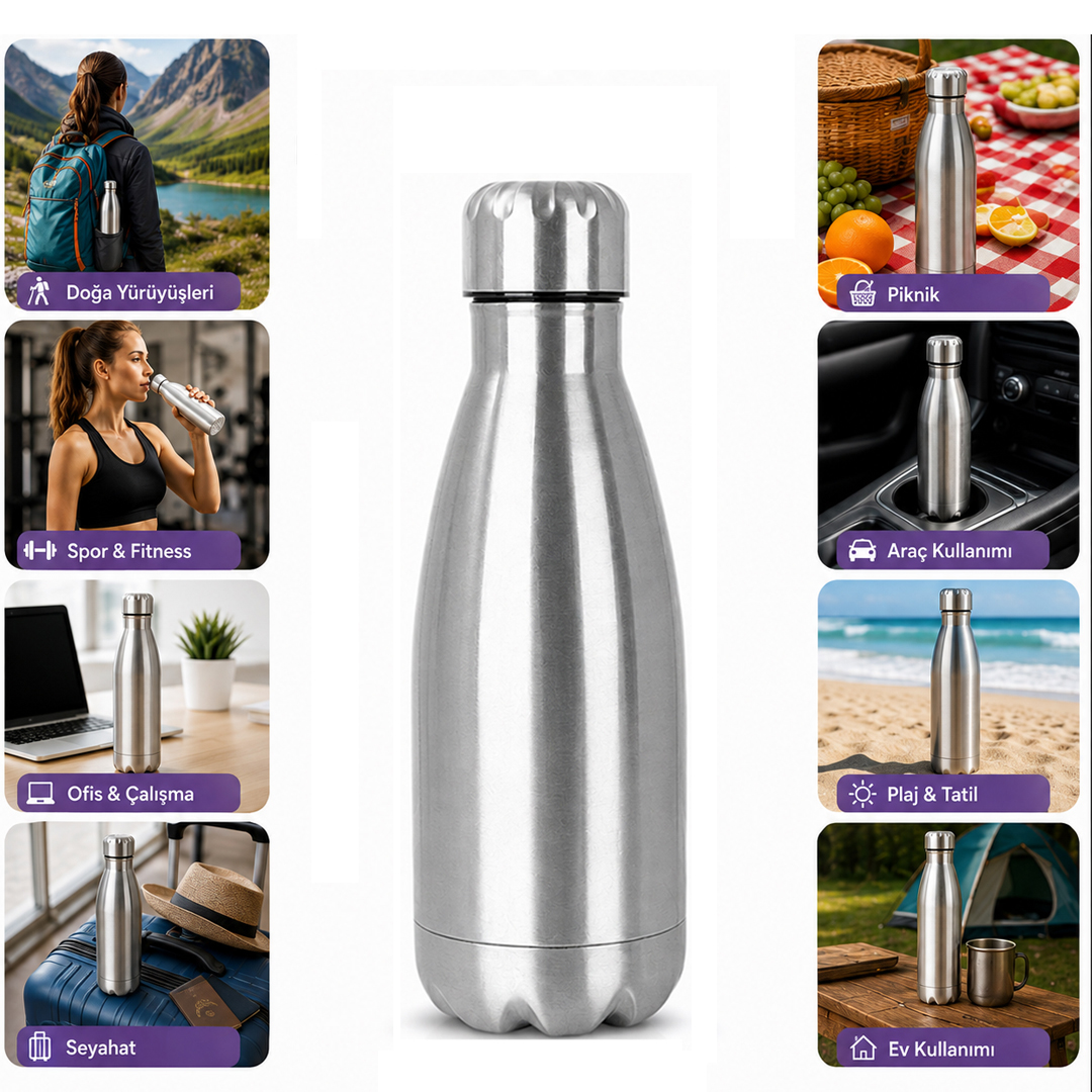 SUNUP SN-25713 ŞİŞE TİPİ 500 ML PASLANMAZ ÇELİK TERMOS