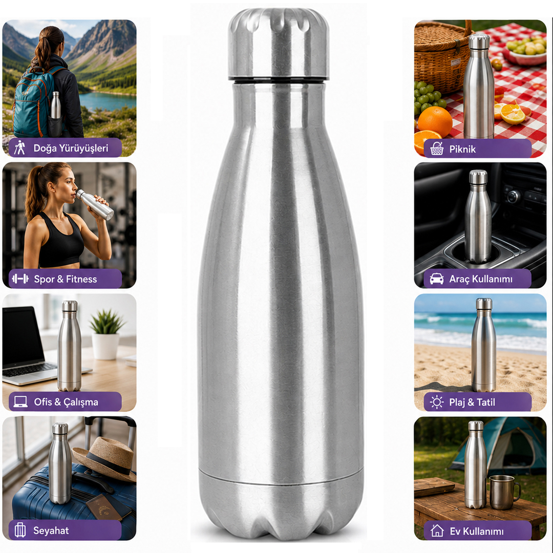 SUNUP SN-25714 ŞİŞE TİPİ 1000 ML PASLANMAZ ÇELİK TERMOS