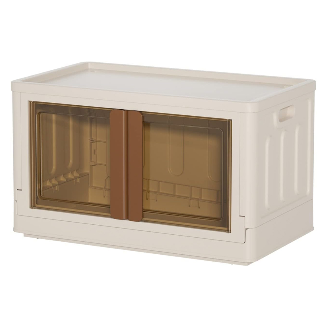 SUNUP SN-25882 31X49X30CM 32L KATLANABİLİR PLASTİK SAKLAMA KUTUSU KAHVERENGİ KAPAKLI TEKERLEKLİ