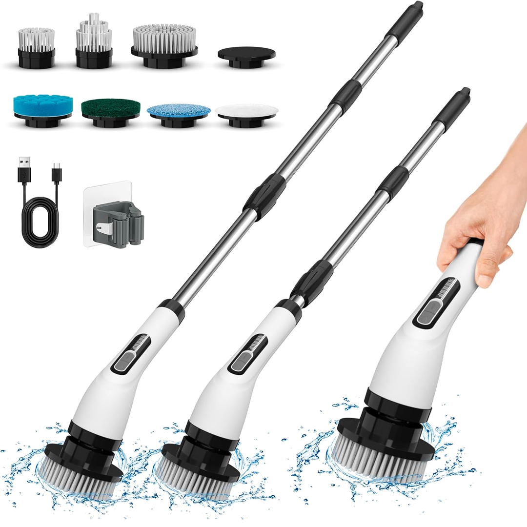 SUNUP SN-26239 9'U 1 ARADA ÇOK AMAÇLI KABLOSUZ ŞARJLI TEMİZLİK FIRÇASI IP67 YIKANABİLİR BAŞLIK