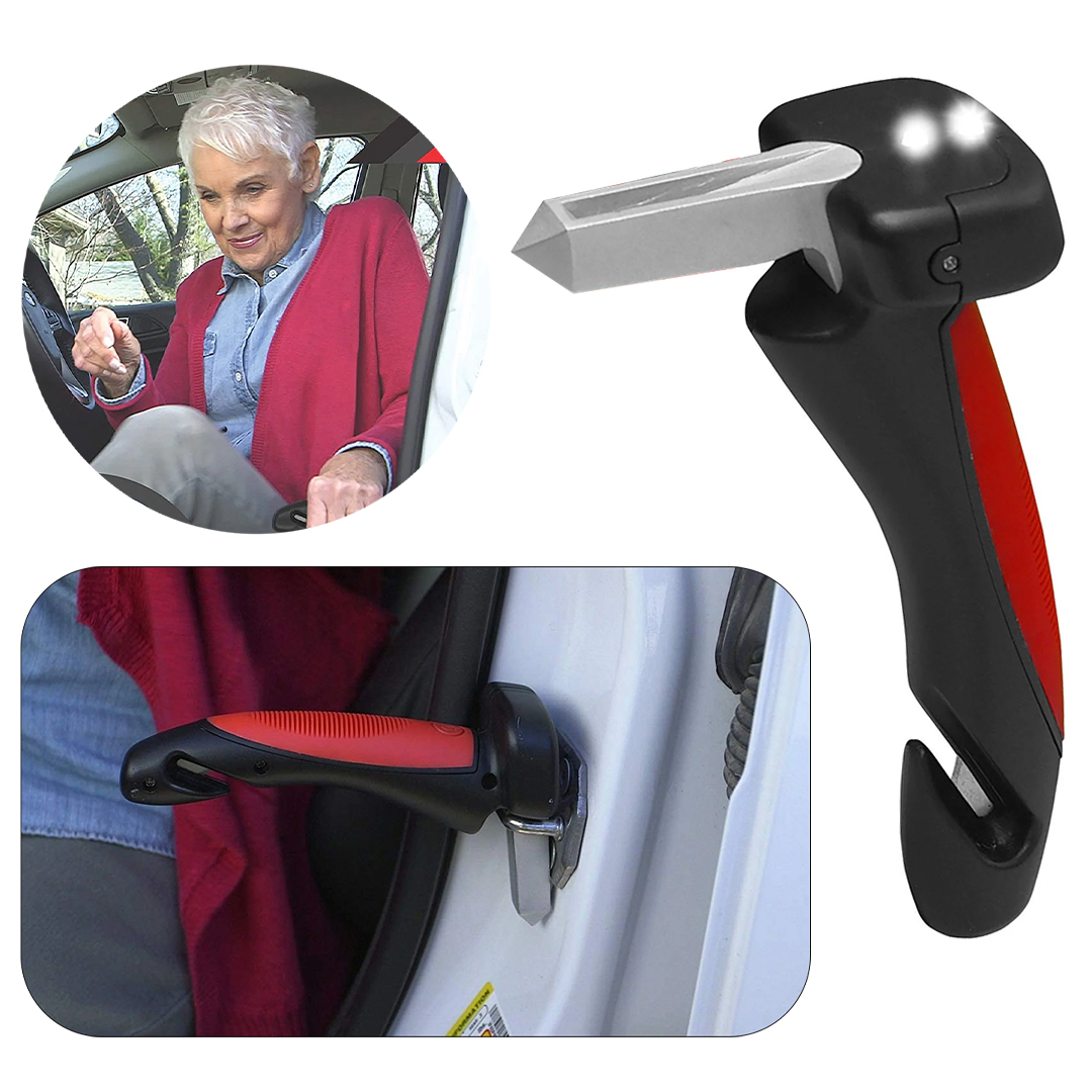 SUNUP SN-26713 ARAÇ İNİŞ DESTEK KOLU CAM KIRICI FENER EMNİYET KEMERİ KESİCİ ÇOK FONKSİYONLU