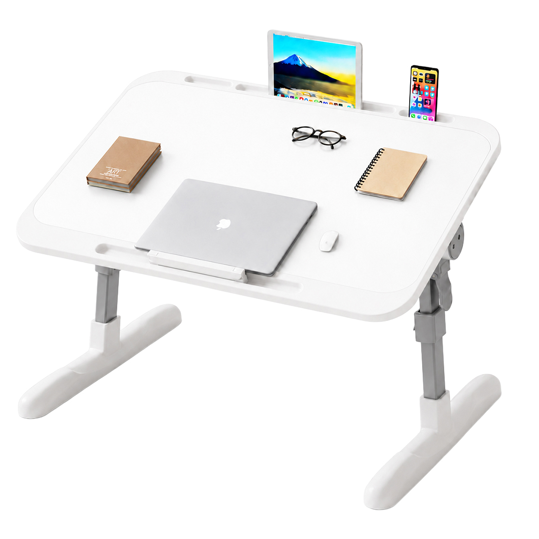 SUNUP SN-29697 ÇOK FONKSİYONLU KATLANABİLİR YATAK KOLTUK LAPTOP MASASI YÜKSEKLİK VE AÇI AYARLI BEYAZ 60X40CM