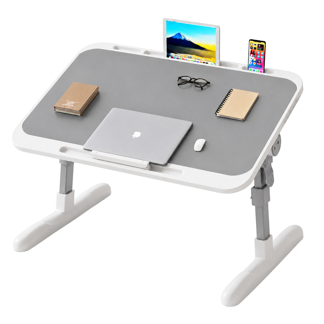 SUNUP SN-29698 ÇOK FONKSİYONLU KATLANABİLİR YATAK KOLTUK LAPTOP MASASI YÜKSEKLİK VE AÇI AYARLI GRİ 60X40CM