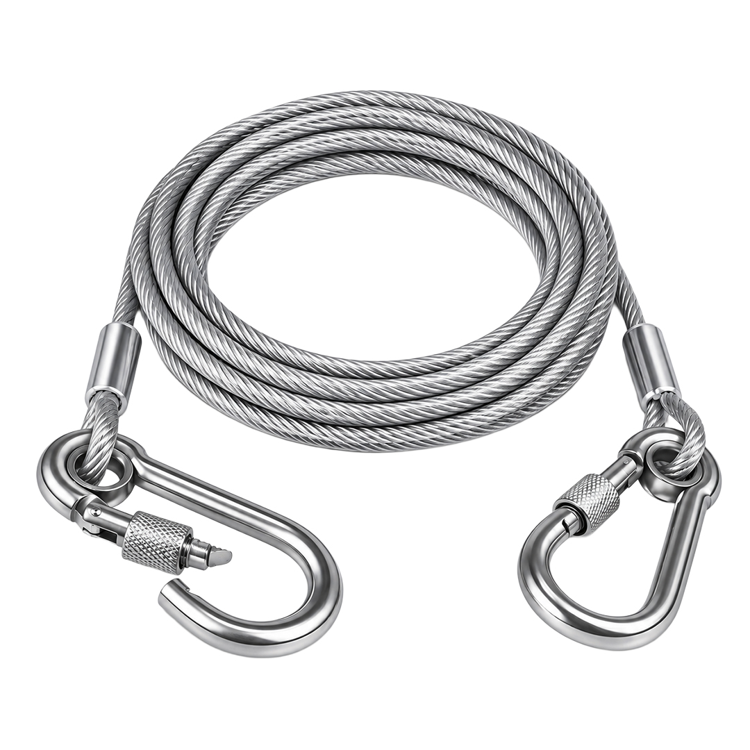 SUNUP SN-38107 5 METRE ÇELİK KÖPEK BAĞLAMA HALATI KİLİTLİ KARABİNA PVC KAPLAMALI
