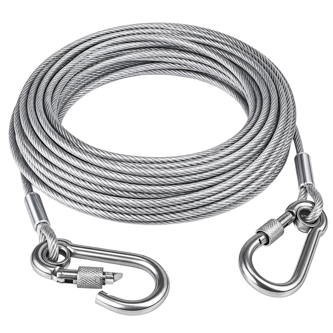 SUNUP SN-38108 10 METRE ÇELİK KÖPEK BAĞLAMA HALATI KİLİTLİ KARABİNA PVC KAPLAMALI