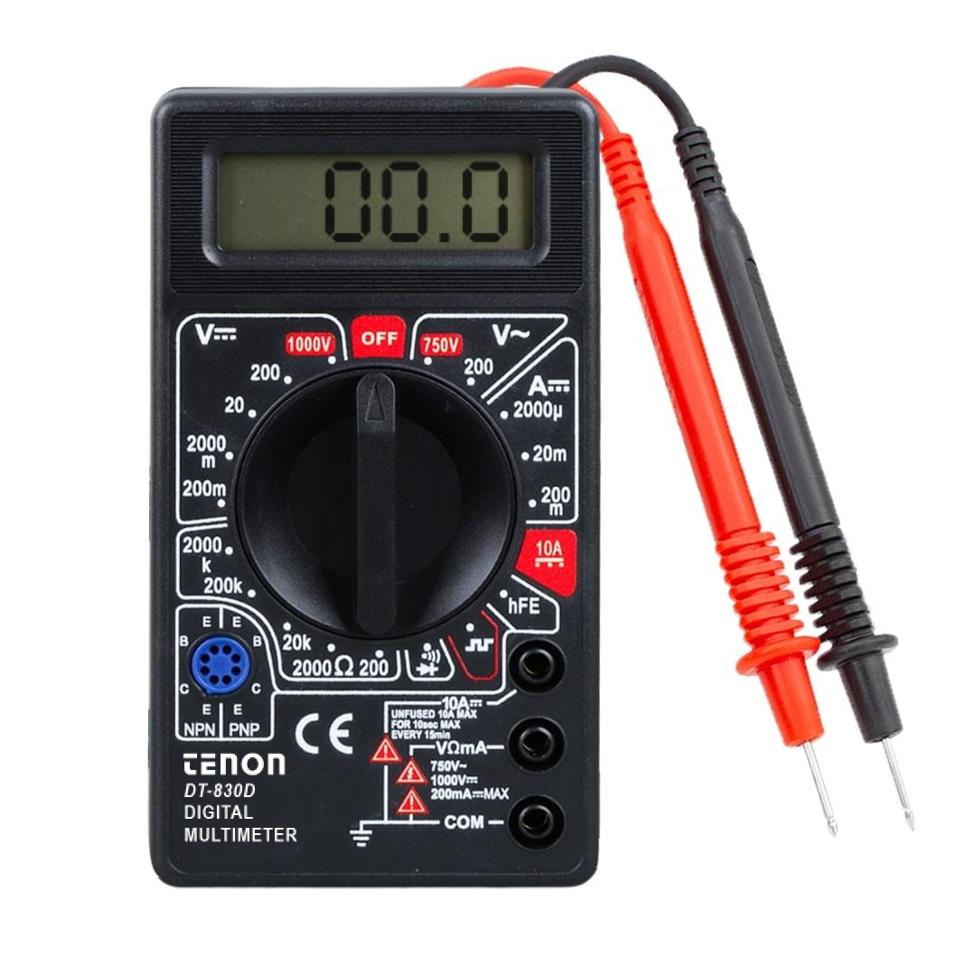 TENON DT-830D DC/AC VOLTAJ AKIM ÖLÇER DİJİTAL MULTİMETRE ÖLÇÜ ALETİ - SİYAH KASA