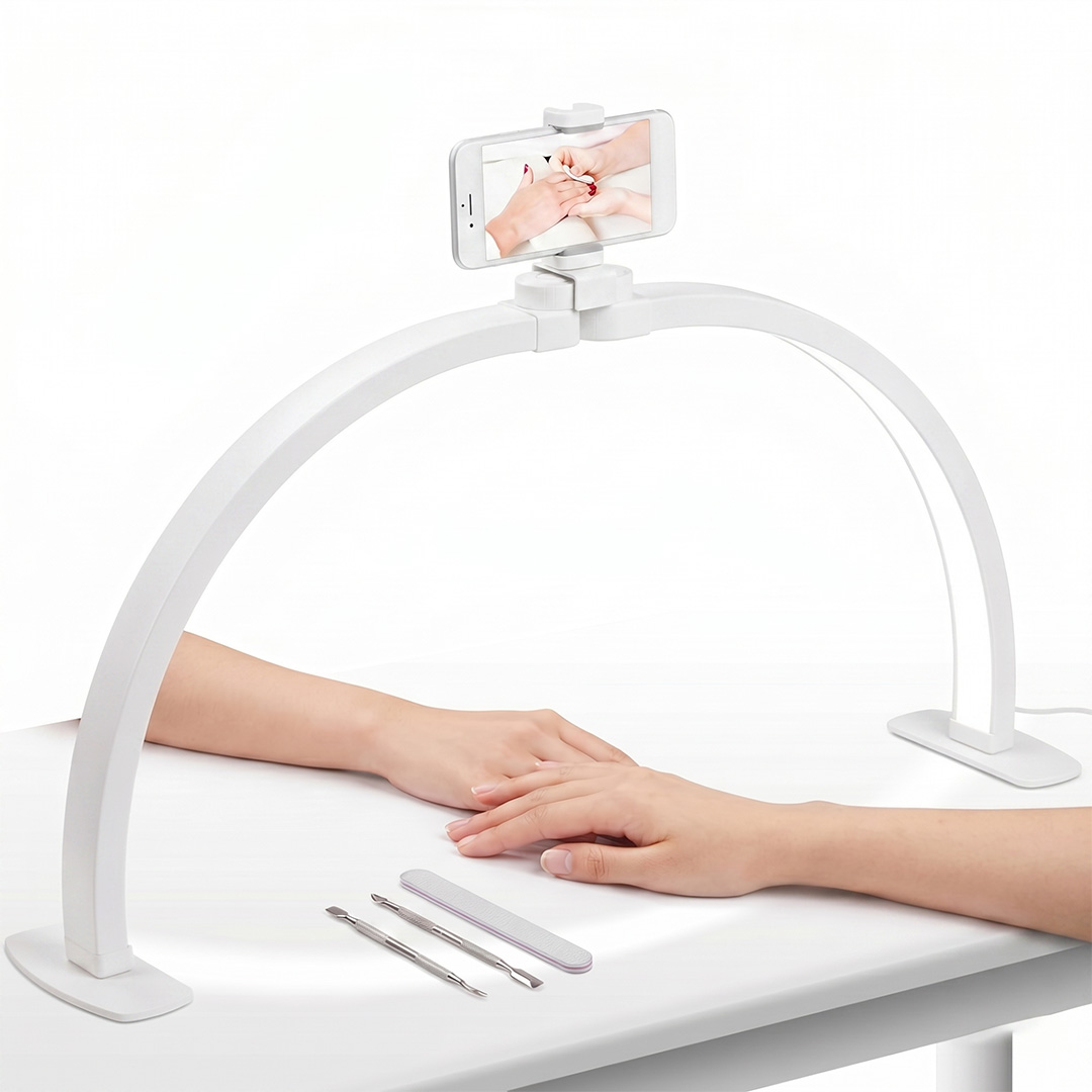 TRLED F-550A 55CM KATLANABILIR YARIM AY PROTEZ TIRNAK VE GÜZELLIK UZMANI MASA LAMBASI BEYAZ