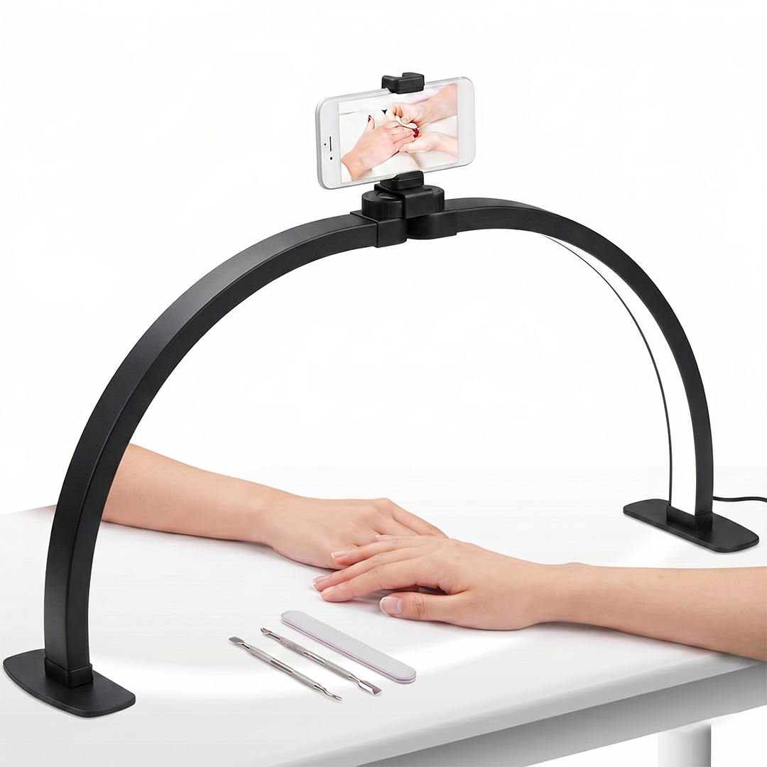 TRLED F-550A 55CM KATLANABILIR YARIM AY PROTEZ TIRNAK VE GÜZELLIK UZMANI MASA LAMBASI SIYAH