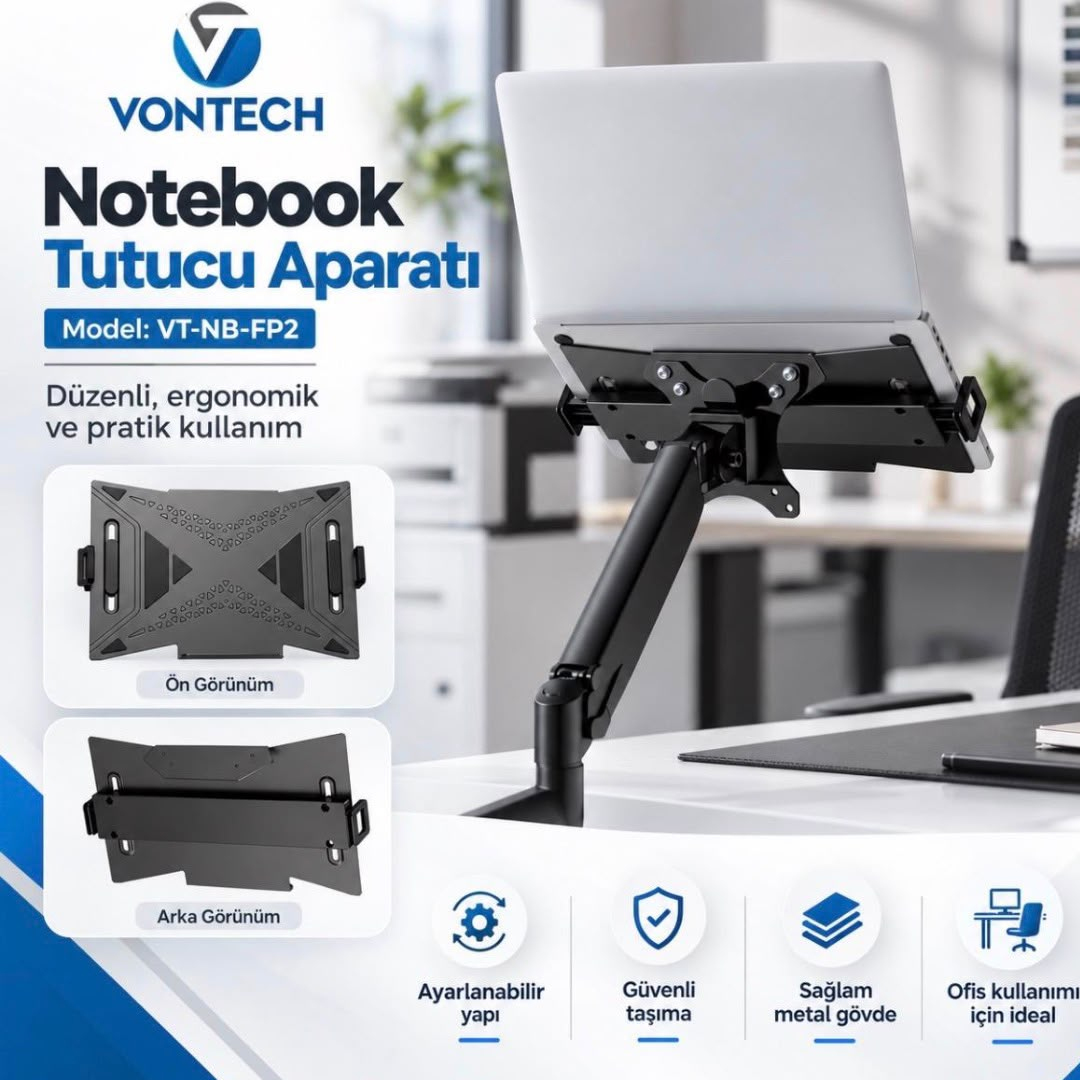 VONTECH VT-NB-FP2 VESA MONTAJLI METAL 10"-17" LAPTOP / NOTEBOOK TUTUCU STAND APARAT