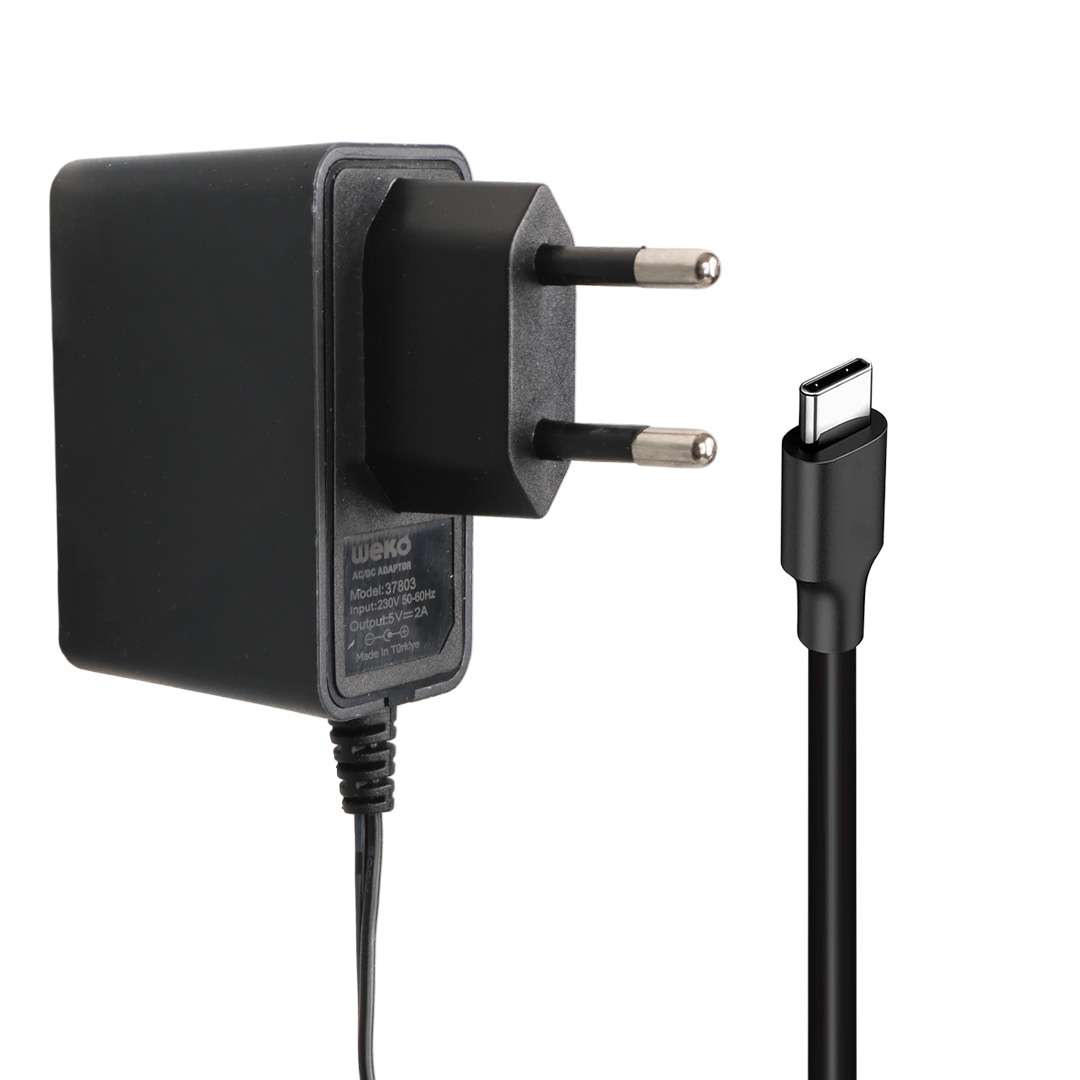 WEKO 5 VOLT 2 AMPER TYPE-C UÇLU YERLİ ÜRETİM PRİZ TİPİ ADAPTÖR