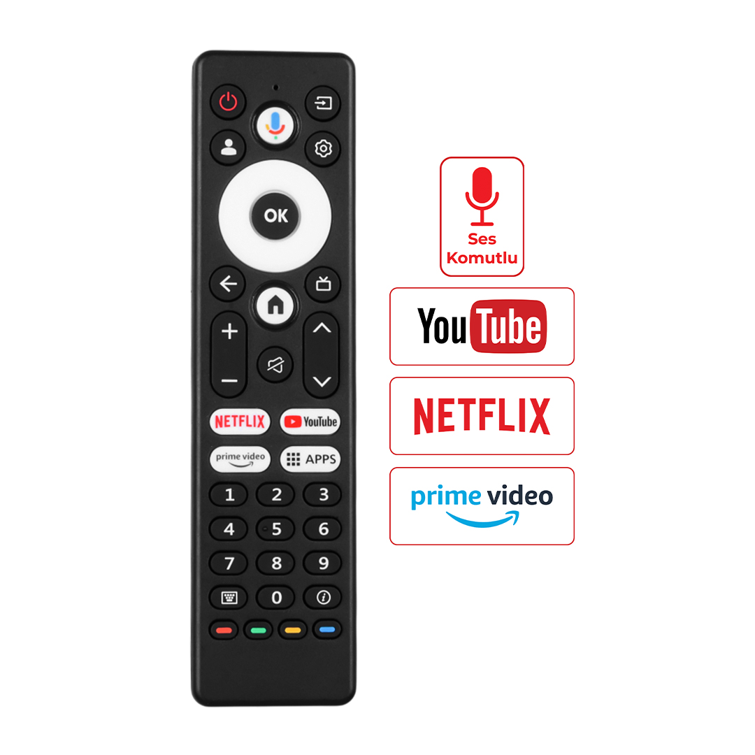 WEKO KL ARÇELİK A65E 795B - BEKO B43 D 697B - GRUNDİG NETFLIX-YOUTUBE-PRIME-APPS SES KOMUTLU KUMANDA