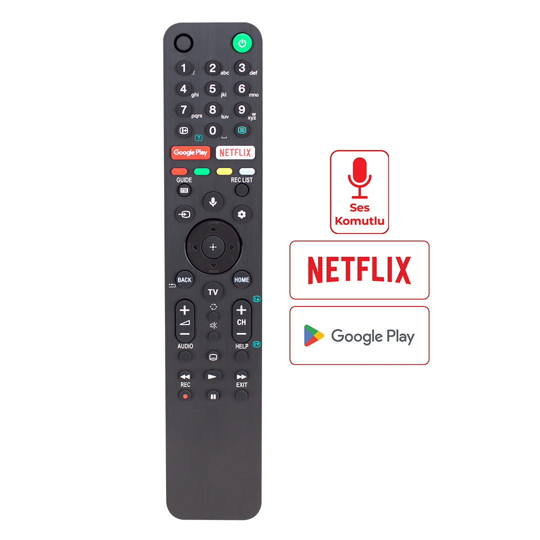 WEKO KL SONY RMF-TX500E RMF-TX500E KD-85ZG9 NETFLİX-GOOGLE PLAY TUŞLU LCD TV KUMANDA SES KOMUTLU YAZISIZ
