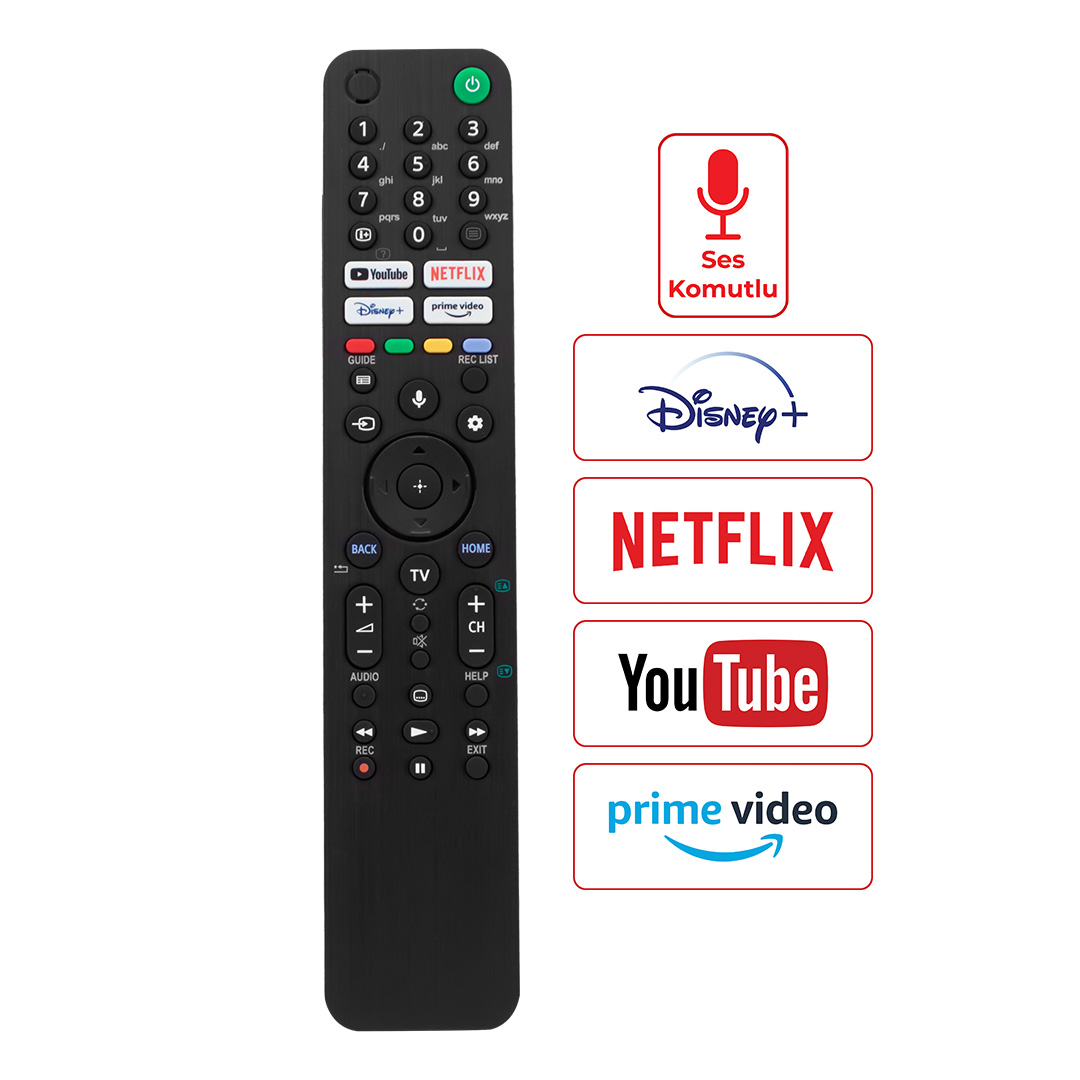WEKO KL SONY RMF-TX520U NETFLIX-PRIME VIDEO-YOUTUBE TUŞLU SES KOMUTLU LCD LED TV KUMANDA YAZISIZ