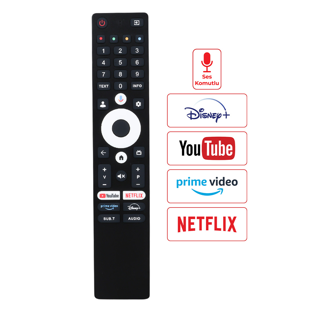 WEKO KL STRONG*PROFİLO*ONVO*SENNA GOOGLE TV  NETFLIX-YOUTUBE-PRIME VIDEO-DISNEY+ TUŞLU SES KOMUTLU LCD-LED TV KUMANDA
