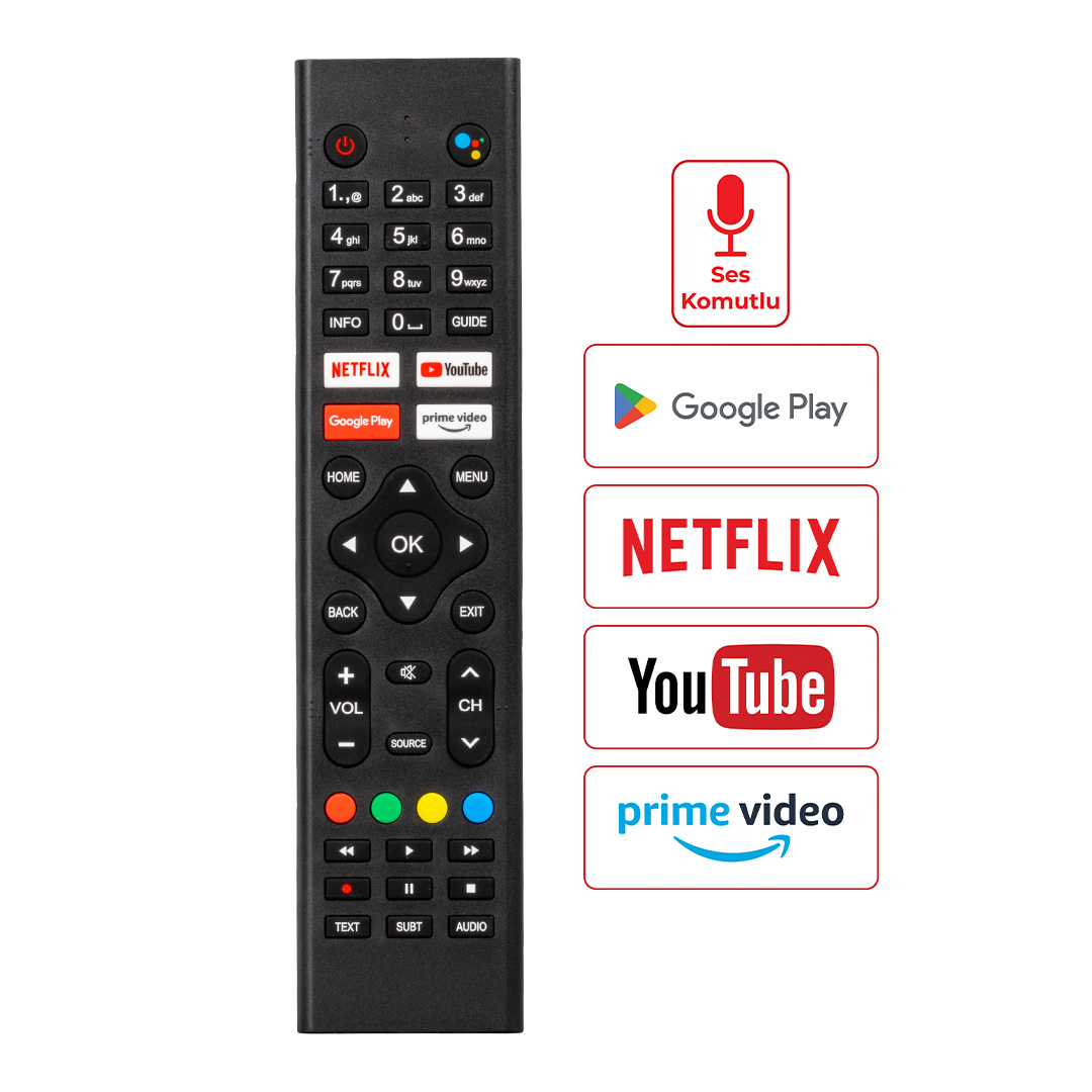 WEKO KL SUNNY SN43LEDH6886*AXEN NETFLIX-YOUTUBE-PRIME-GOOGLE PLAY TUŞLU SES KOMUTLU LCD TV KUMANDA