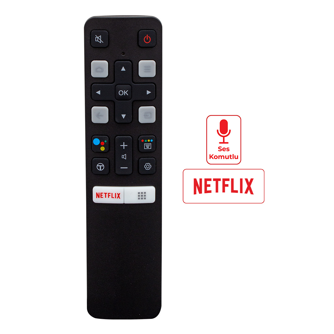 WEKO KL TCL RC 802V FMR1 50'' - 55'' ANDROID TV NETFLIX TUŞLU SESLİ KONTROL AKILLI LCD LED TV KUMANDA