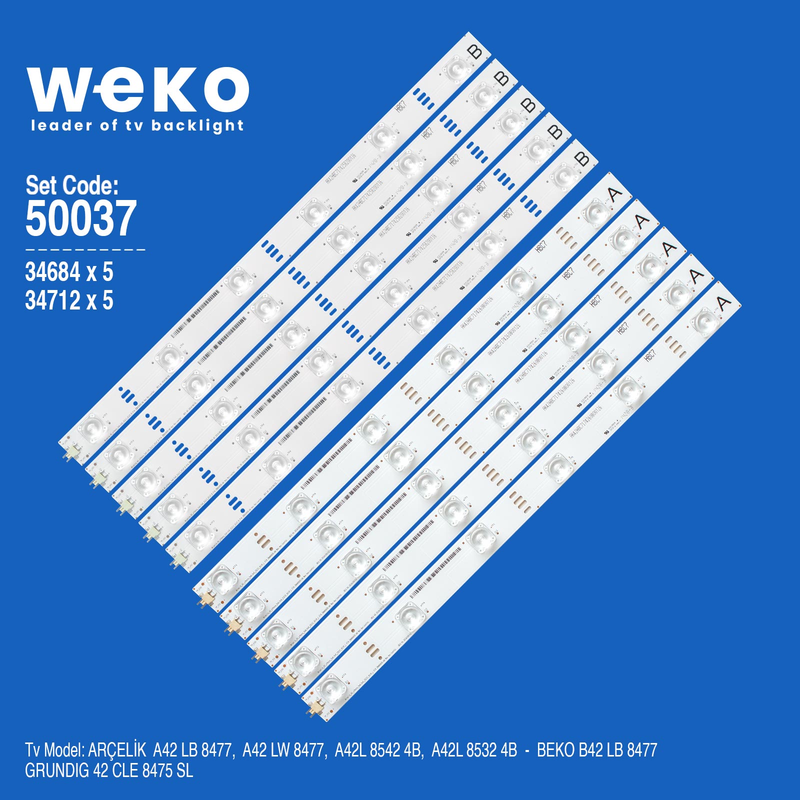 WKSET-5037 34684X5 34712X5 ARCELİK_42_ATHENA_5X6+5X6_2121C_6S1P (ÇIKMA LED)