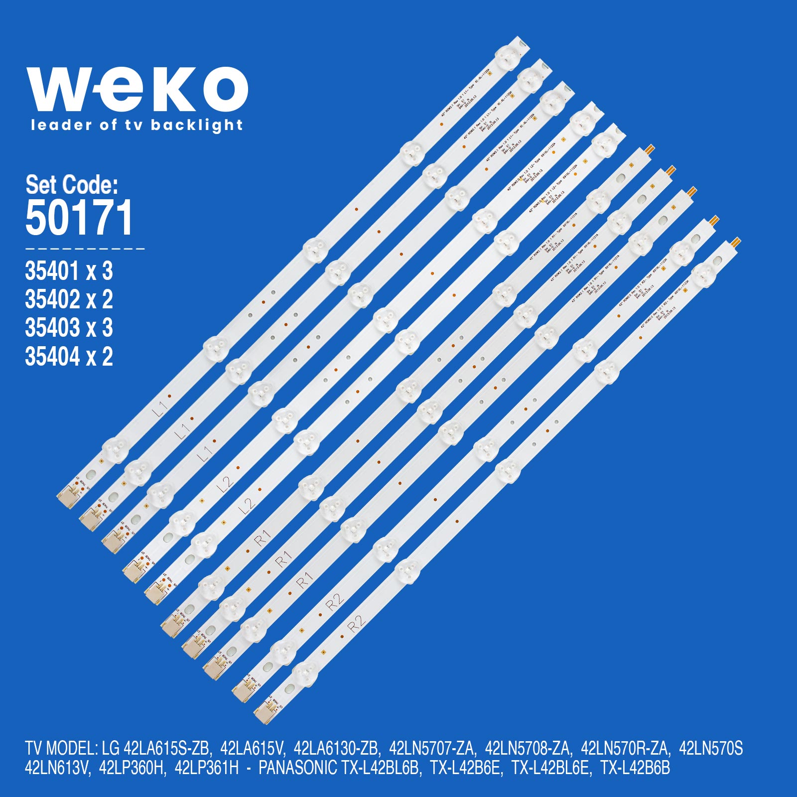 WKSET-5171 35401X3 35402X2 35403X3 35404X2 42" ROW2.0 REV 1.0 10 ADET LED BAR