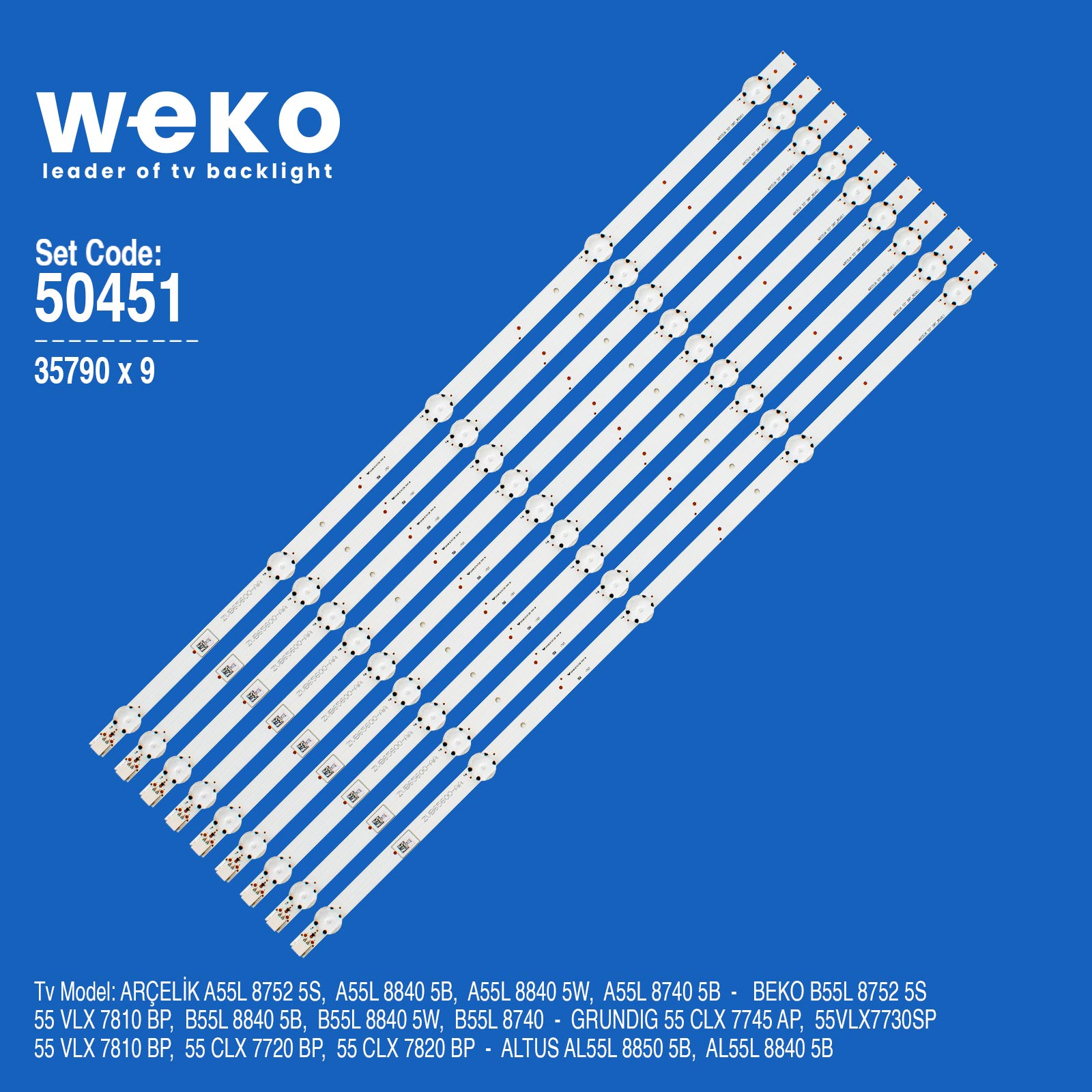 WKSET-5451 35790X9 ARCELIK 55" DRT_REV0.1 - ZVB65600-AA 9 ADET LED BAR