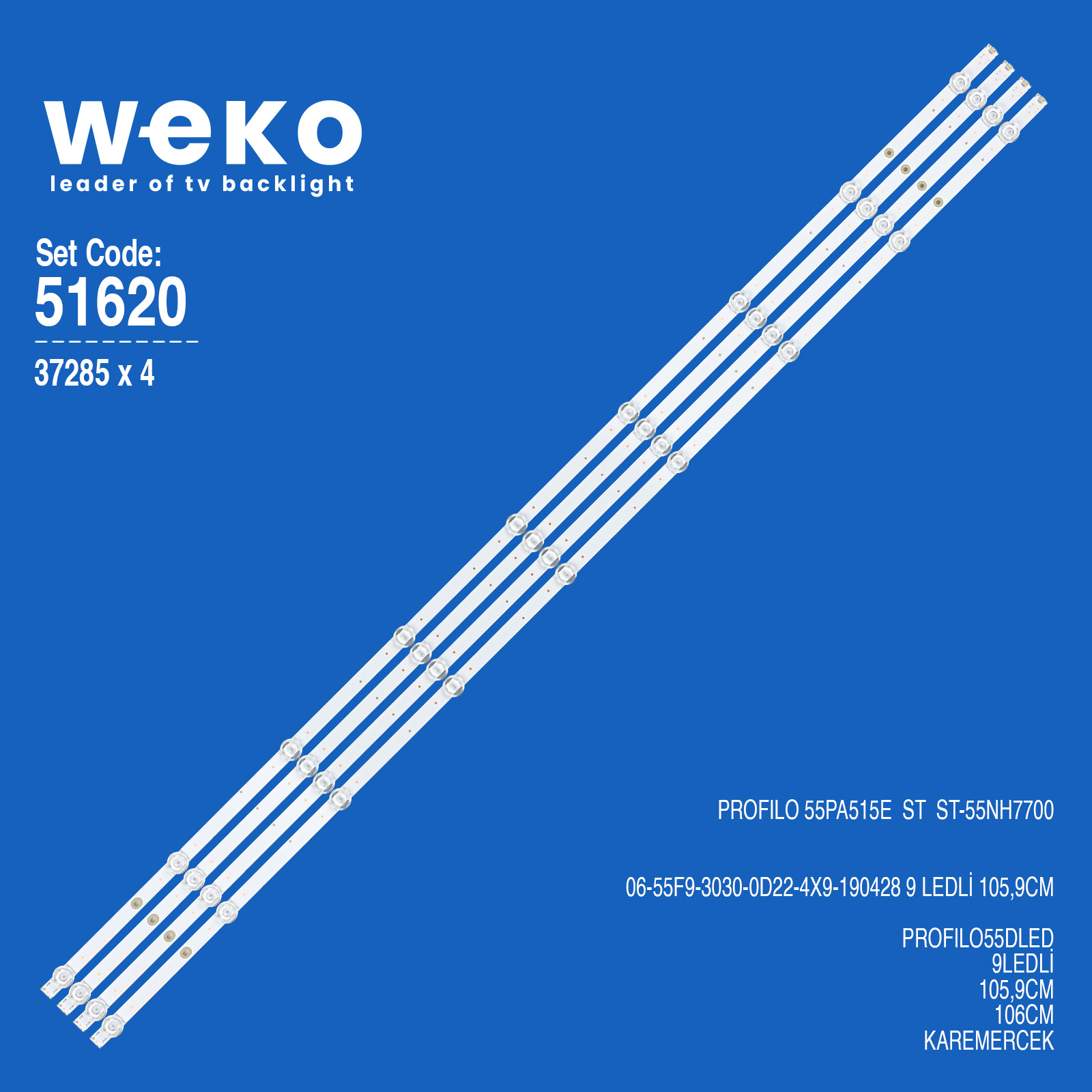 WKSET-6620 37285X4 06-55F9-3030-0022-4X9-190428  4 ADET LED BAR