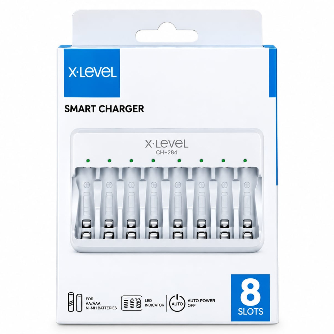 X-LEVEL CH1-202A NI-MH AA/AAA 8'Lİ HIZLI PİL ŞARJ CİHAZI (PİLSİZ)